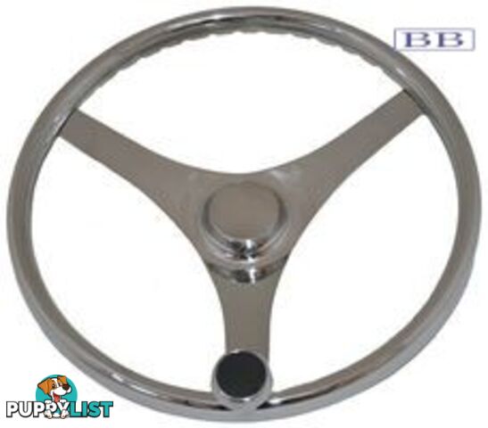 Stainless Steel Sports Steering Wheel with speed knob 3 spoke Looks and feels Great