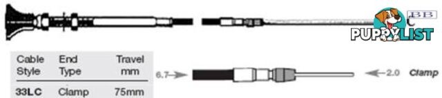 Teleflex Cables 33LC Control Cable - 1.00m clamp type