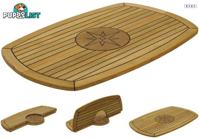 Marine TEAK Table tops Folding Elipse with Circle 139446