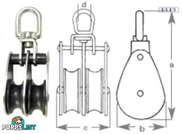 Double Cheek Block 10mm