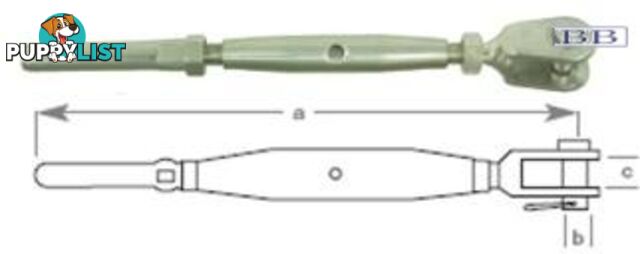 Turnbuckle Swage and Fork - Mini 3.0mm TO 1/8