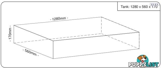 Water tanks 1280mm LONG x 560mm MID x 170mm SHORT 110 litre