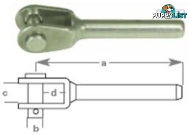 MINI Swage Fork Terminal to suit 1/8" wire