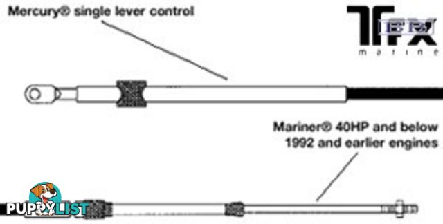 MARINER Pre 93 Mariner Low HP Control Cable CC210  630 Type Teleflex