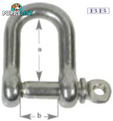 S/S 'D' Shackle 4mm (5/32") TO 19mm