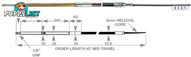 Teleflex H/Duty D0499 - TFX gear cable - 2m to 8m