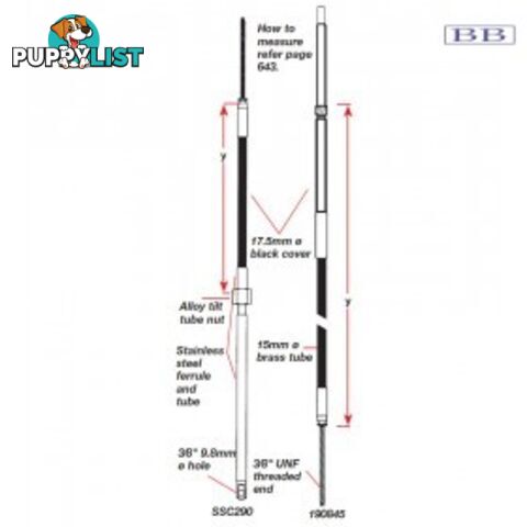 Teleflex Command D290 steering cables 9-25ft D345