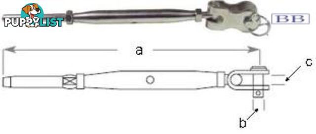 Turnbuckle to suit 4.0mm (5/32") wire