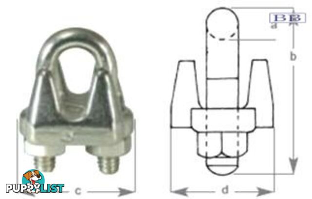 S/S Wire Rope Grip suits wire 5mm