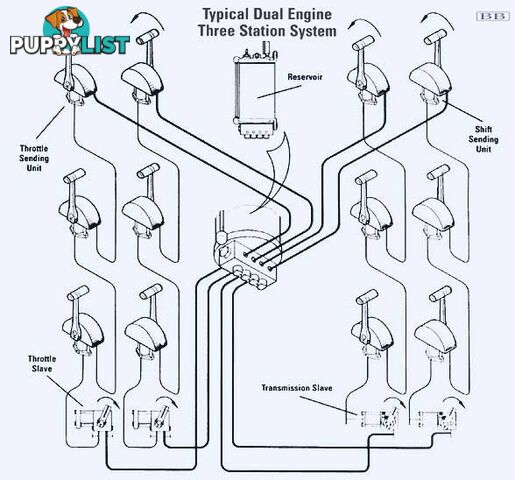 Hynautic twin engine, triple station, T handle Hydraulic Seastar