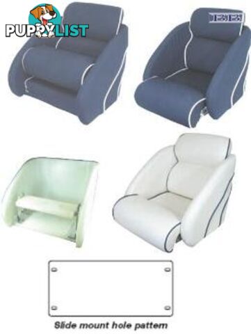 Boat seats Pilot boat Seat White Vinyl/Navy Trim