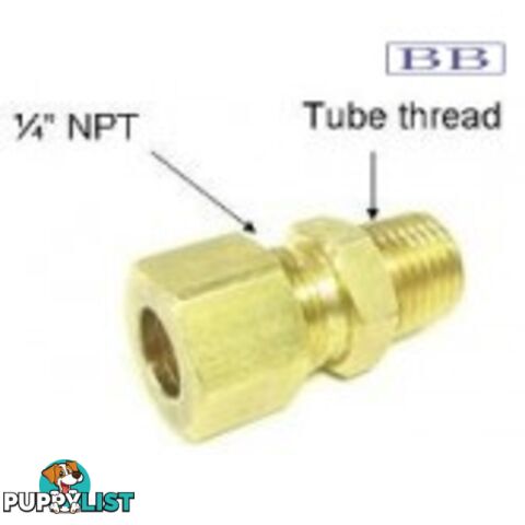 Connector Fitting 1/4\ NPT to 1/2\"" tube thread"""""""""""""""