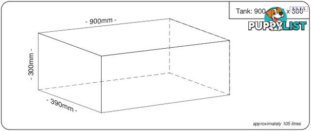 Water tank 900mm LONG x 390mm MID x 300mm SHORT 105 litre