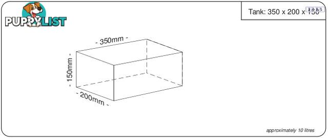 Water tank 350mm LONG x 200mm MID x h150mm SHORT  10 litre