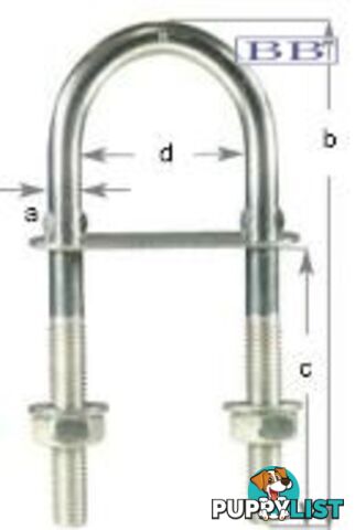 'U' Bolt - Crimped M6