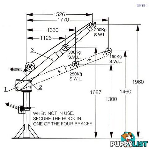 Backsaver cranes by Jarret 300kg Jarrett Backsaver ELECTRIC DC Crane Lift  Turn manual  F12696E12 F12696E24