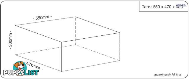 Water tank 550mm LONG x 470mm MID x 300mm SHORT  77 litre