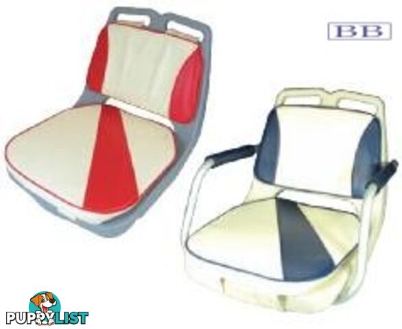 Bay Seat Upholstery Off White & Red