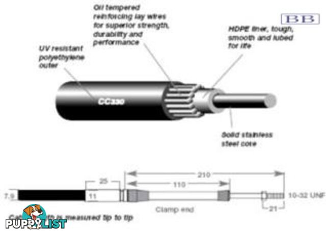 7.62m (25') CC330 Miracable Control Cable