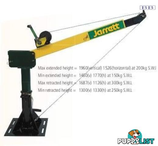 Backsaver cranes by Jarret 300kg Backsaver Crane Manual Lift and Turn (galvanised) F12643G