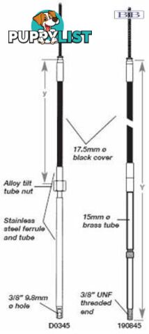 D0345 - TFX steering cable - 3.75m