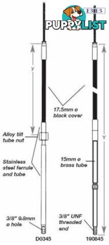 190845 - TFX steering cable - 7.50m