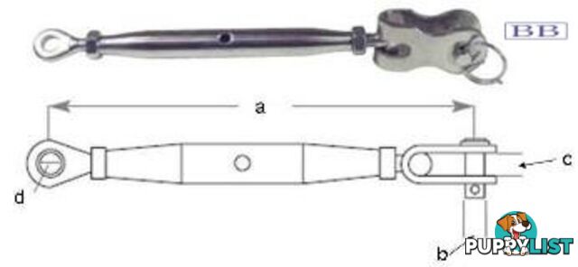 Turnbuckle Toggle & Eye M8