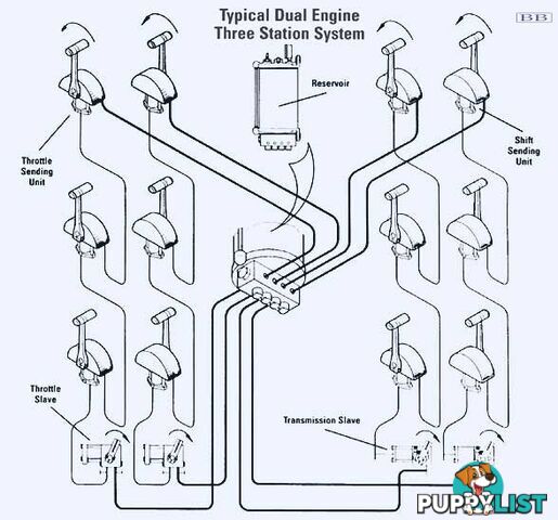 Hynautic twin engine, twin station, T handle Hydraulic Seastar