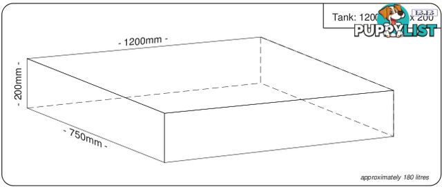 Water tanks 1200mm LONG x 750mm MID x 200mm SHORT 165 litre