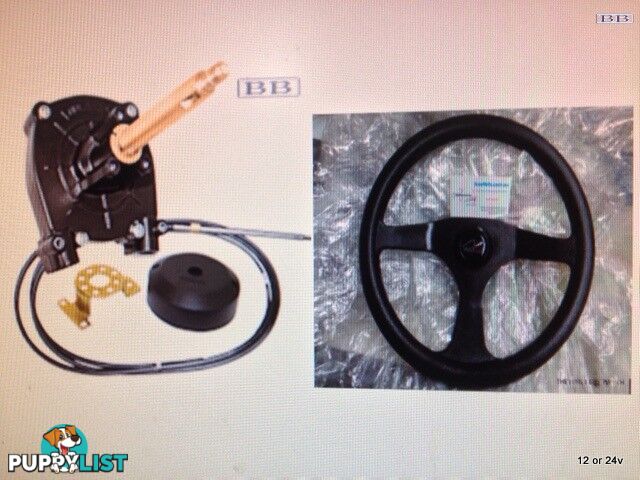 Boat EXCEL steering kit with BONUS Steering WHEEL from 8 FT  to 20 FT SUPER SMOOTH