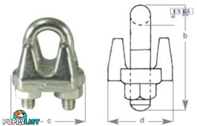 S/S Wire Rope Grip suits wire 6mm