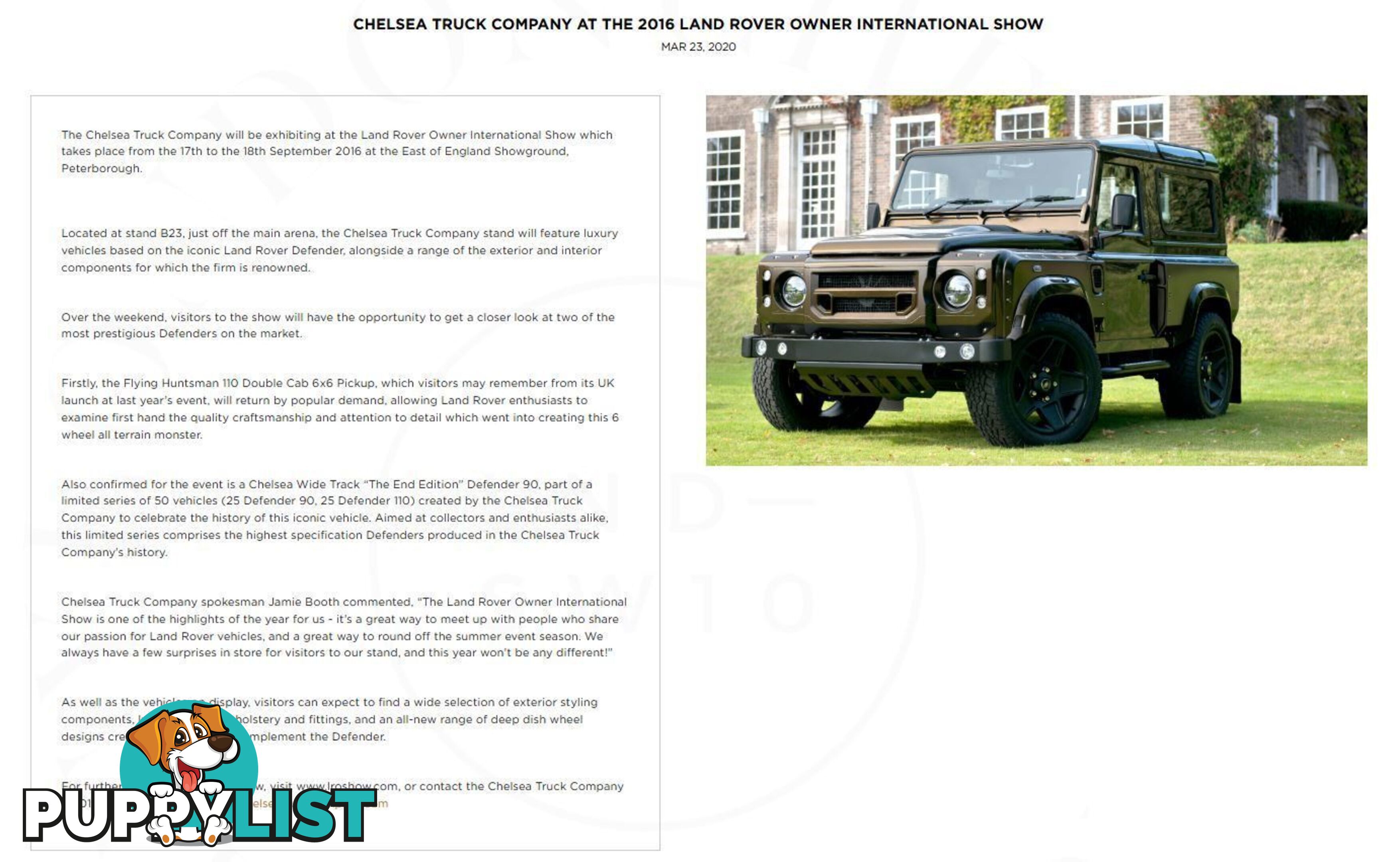 2016 Land Rover Defender 110 End Edition ( Chelsea Truck Package ) MY16
