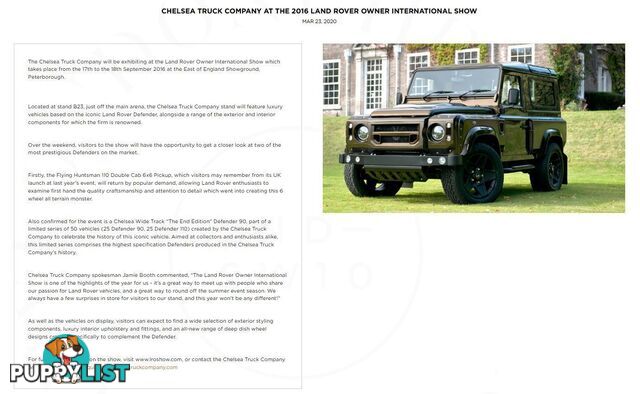 2016 Land Rover Defender 110 End Edition ( Chelsea Truck Package ) MY16