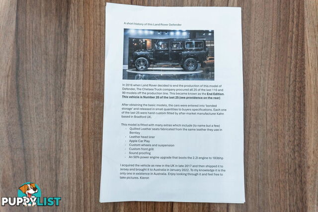 2016 Land Rover Defender 110 End Edition ( Chelsea Truck Package ) MY16