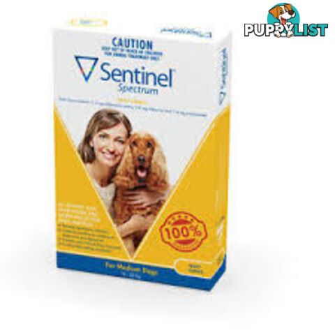 SENTINEL SPECTRUM CHEWS MEDIUM DOG 11-22KGS -Yellow- 3pk www.thepethouse,com.au