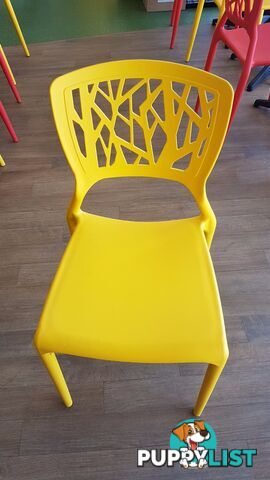 STEPHANIE CHAIR IN YELLOW. STACKABLE PPE CAFE/SHOP CHAIR