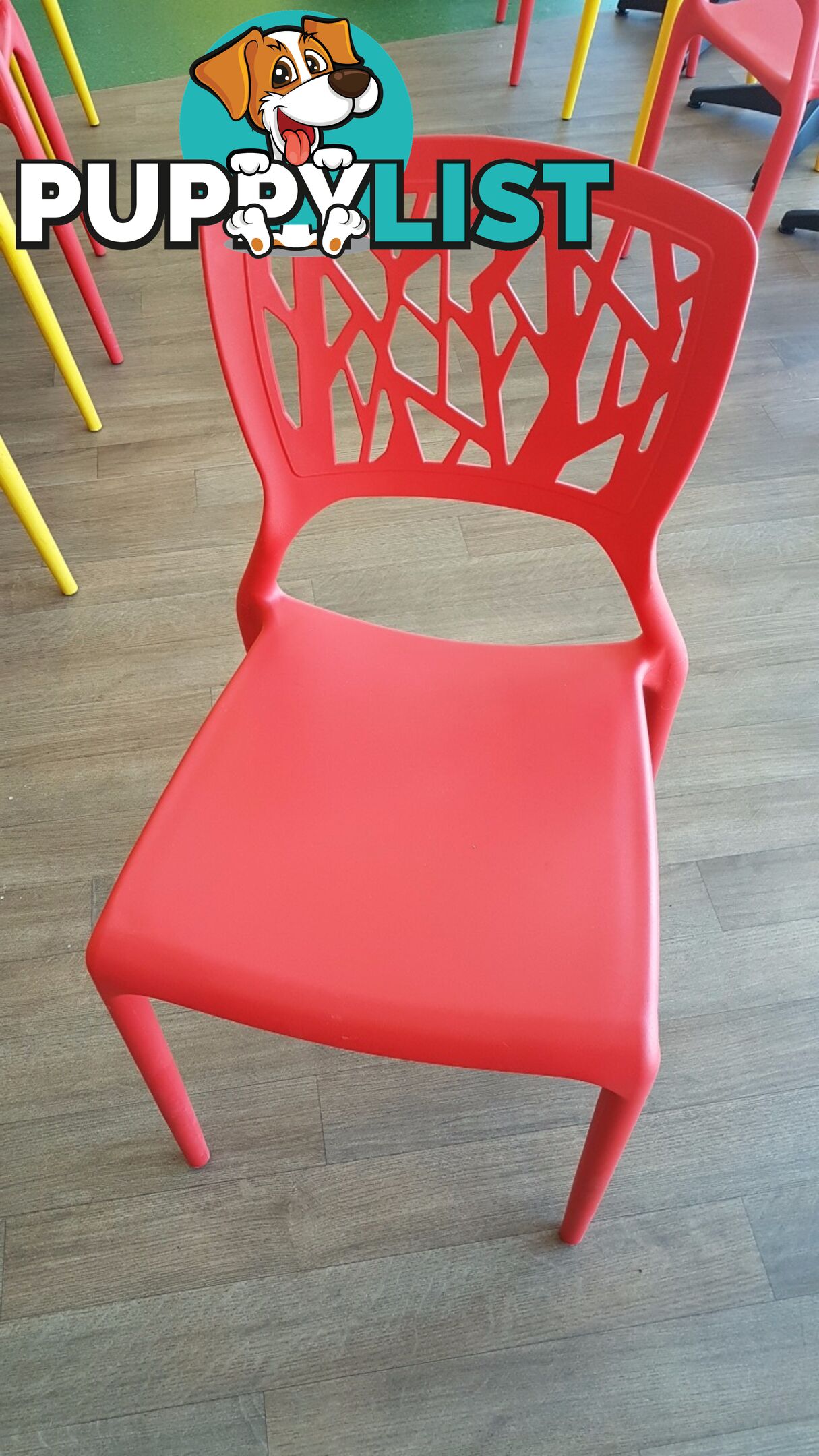 STEPHANIE CHAIR IN YELLOW. STACKABLE PPE CAFE/SHOP CHAIR