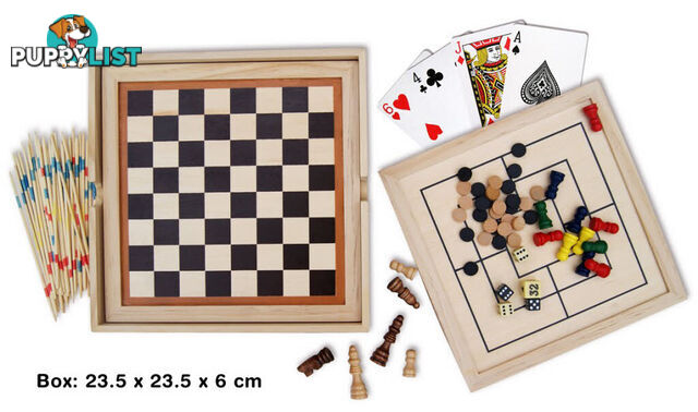 Classic 7 in 1 Games Set in Wooden Box - ETL2714