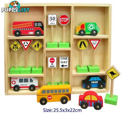 Car 6Pc W/10Pc Traffic Sign Set In Tray - ETL5044