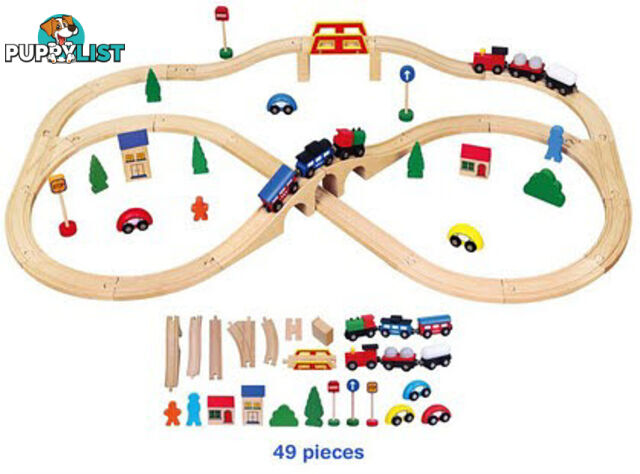 Train Set Wooden 49pc Set - ETL6304