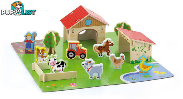 3D Farm Set with Accessories -Wooden - ETL0540