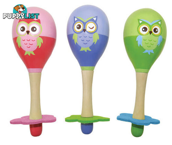 Wooden Owl Maracas in Pair - ETE3008