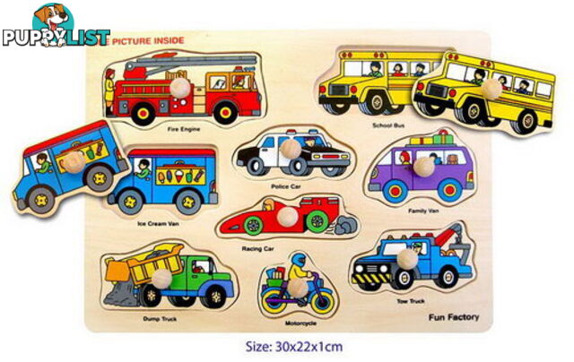 Puzzle W/Knobs -Vehicles - ETL3256