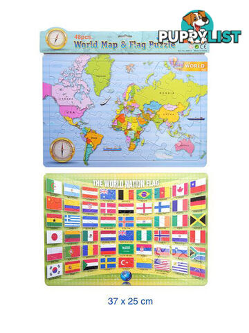 Jigsaw puzzle - World Flags & Map Set of 2 - ETL2680