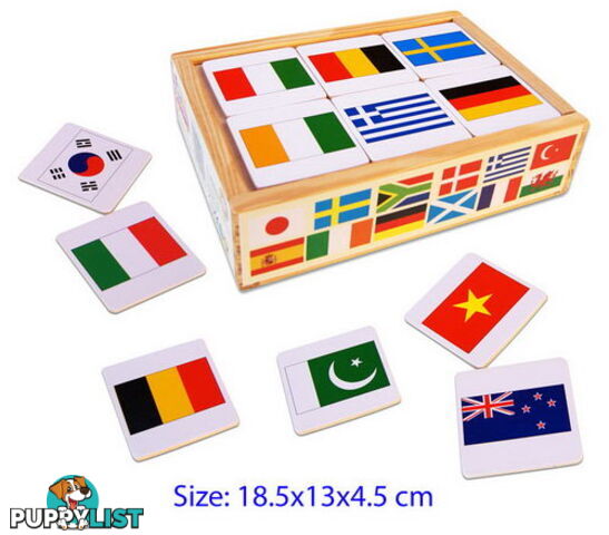 World Flag Wooden Memory Game - 48pcs - ETL1595