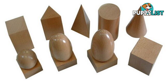 Geometric Solids and 3 stands - Natural Timber Finish (No Box) - SE46100