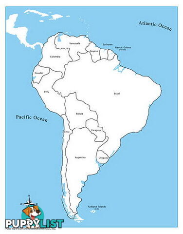 Control Map Labelled - South America - GE006-1