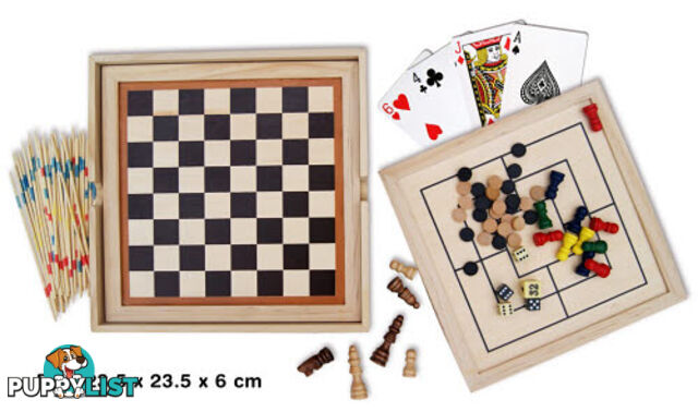 Classic 7 in 1 Games Set in Wooden Box - AETL2714