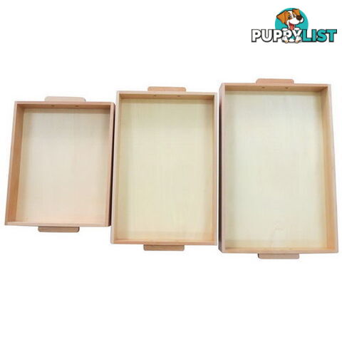 Wooden Tray with Handles - Set of 3 - PR019