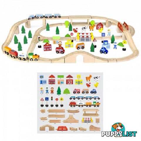 VG - Train Set Wooden 90pcs - ETL0998